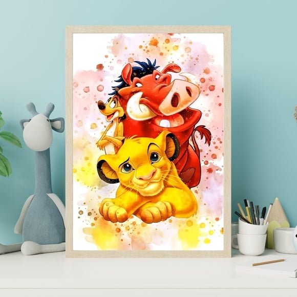 Lion Canvas Poster Wall Decoration for Baby Children's Room, Girl or Boy - Poster King Disney Disney Simba 12x15 inch Unframed