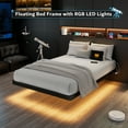 thumbnail image 5 of Virans Twin Size Floating Bed Frame with RGB LED Lights and Charging Station, Heavy Duty Metal Platform Beds, No Box Spring Needed, Black, 5 of 9