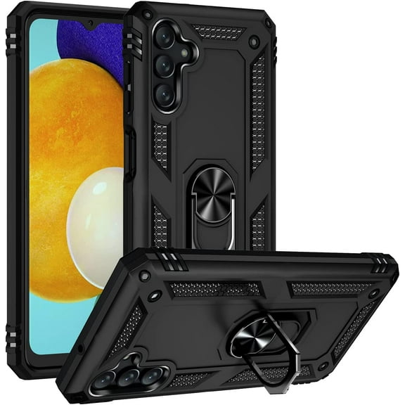 Military Grade Drop Impact for Samsung Galaxy A13 5G Case Galaxy A13 Case 360 Metal Rotating Ring Kickstand Holder  Heavy Duty Shockproof Case for Galaxy A13 5G Phone Case (Black)
