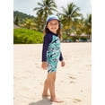 thumbnail image 5 of BemeyourBBs Toddler Baby Boy Girl One Piece Swimsuit Kids Infant Bathing Suit Long Sleeve Rash Guard Half Zipper Shark Swimwear Sunhat Set UPF 50+, 5 of 9