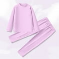 thumbnail image 5 of LEKWK 2-Piece Thermal Underwear Set for Little Girls Mock Neck Long Sleeve Top Leggings Winter Base Layer Warm Fleece Lined Sleepwear Snug Fit, 5 of 7