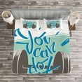thumbnail image 3 of Ambesonne Fitness Quilted Bedspread Set 3 Pcs, Retro Inspiration Words, Queen Size, Grey Almond Green Blue, 3 of 3