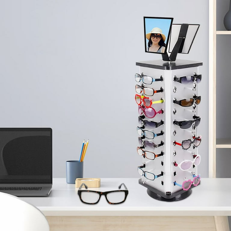 OUKANING 44 Pairs Square Sunglass Display Stand Rack 360 Rotating Glasses  Holder Rack 