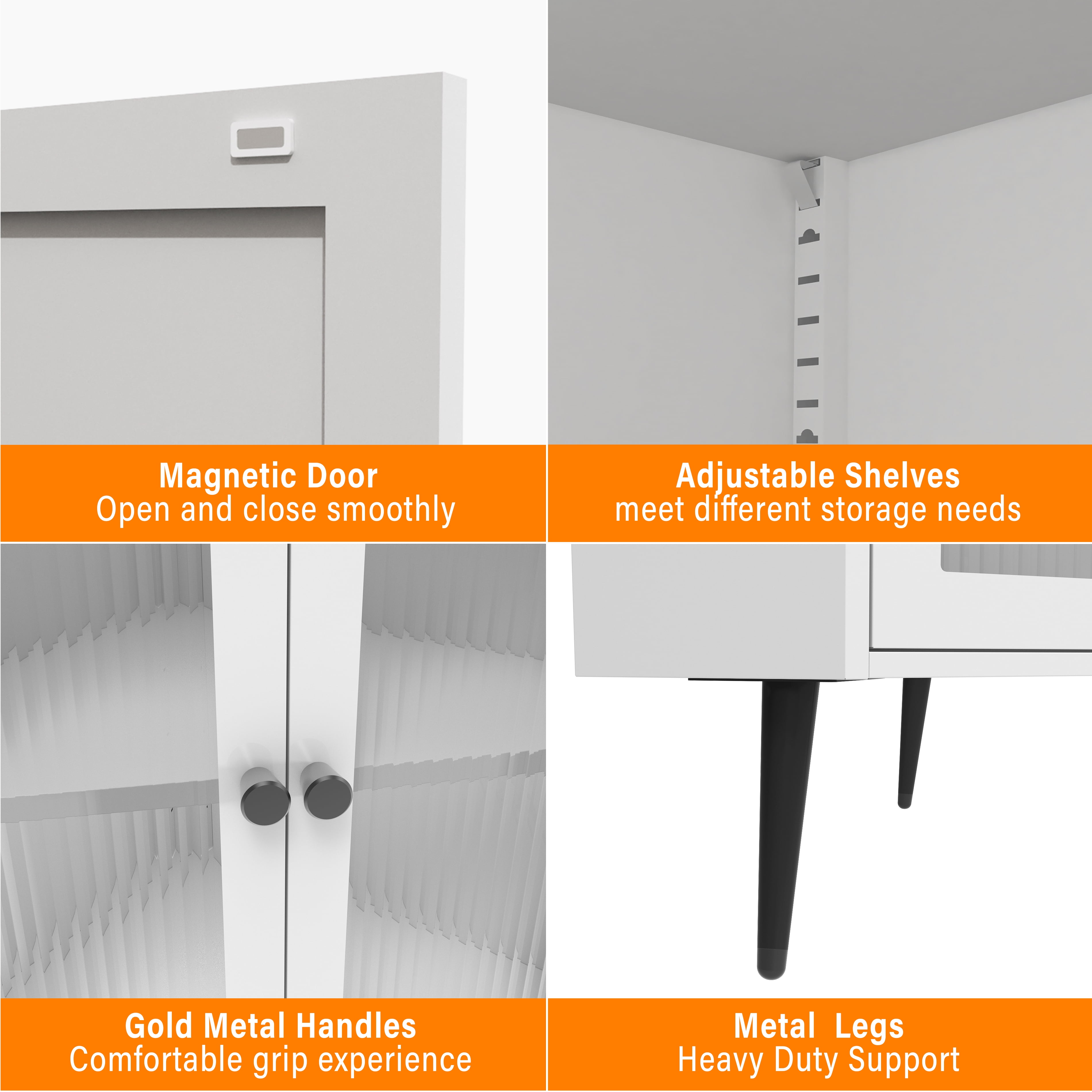 Mintazer 73" Tall Corner Storage Cabinet with 6-Tier Adjustable Shelves & 4 Glass Doors, Metal Corner Organizer for Living Room Bedroom Bathroom, White