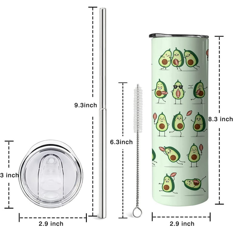 Avocado Water Bottles 20 Oz Tumbler with Lids and Straws Avocado