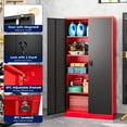thumbnail image 5 of AUHUP 72" Metal Cabinet with 4 Adjustable Shelves, Garage Storage Cabinets with Locking Doors,Tool Storage Cabinet for Home Office,Warehouse,Workshop(Red Black), 5 of 9