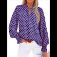 thumbnail image 3 of Blusa de Estilo Bohemio con Cuello en V y Mangas Largas, Estilo Floral, Informal, Holgada, de Verano, con Mangas Abullonadas para Mujer. Púrpura XXL, 3 of 6