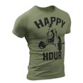 thumbnail image 1 of Happy Hour T-Shirt for Men Crossfit Workout Weightlifting Funny Gym Tshirt (Medium, Military Green), 1 of 5