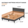 thumbnail image 4 of Queen Bed Frame No Box Spring Needed, Platform Bed Frame with Upholstered Velvet Headboard, Wood Slat Support, Noise-Free, Smoky Grey, 4 of 10