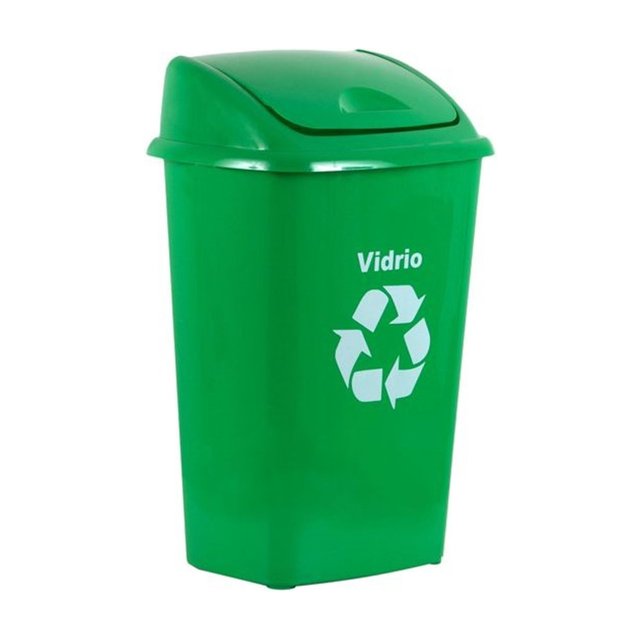 Bote de basura Vaiven de plástico de 30 litros con tapa para papel reciclado