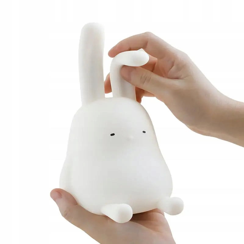 Cartoon folded-ear rabbit night light cute silicone internet celebrity animal dual-purpose atmosphere light baby sleep pat light rechargeable