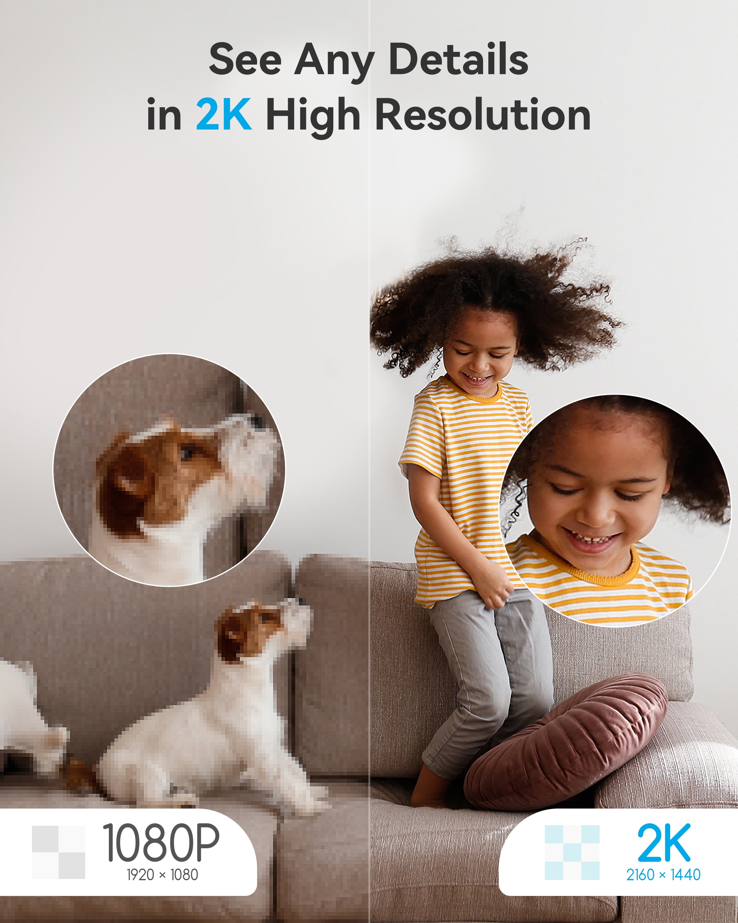 2pcs blurams Indoor Security Camera 2K, Home Security Dog/Baby Monitor/Elder Camera, Security Camera with One-Touch Call, Color Night Vision, Motion Tracking, Cloud & Local Storage