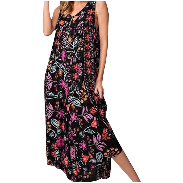 Women's Fashionable Summer Flower Button Pocket Printed Jumpsuit, Long Pants Jumpsuit