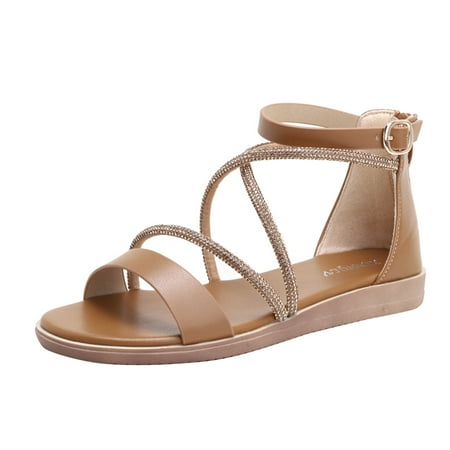 

CBGELRT Sandles Womens Slipper Sandals Women Sandals Fashion Roman Style Simple Straight Buckle Comfortable Flat Sole Thick Sole Casual Versatile Sandals Womans Sandals