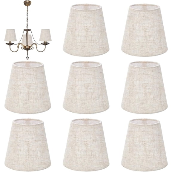 8Pcs Chandelier Lamp Shades Old Lace Linen Lampshade 9x14x13cm Burlap Lampshade Small Lamp Shades Clip On Bulb Lampshades Cover