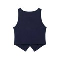 thumbnail image 2 of Chaleco de punto de un solo pecho azul marino a la moda para mujer, camisetas sin mangas con cuello en V vintage, top elegante para mujer, 2 of 5