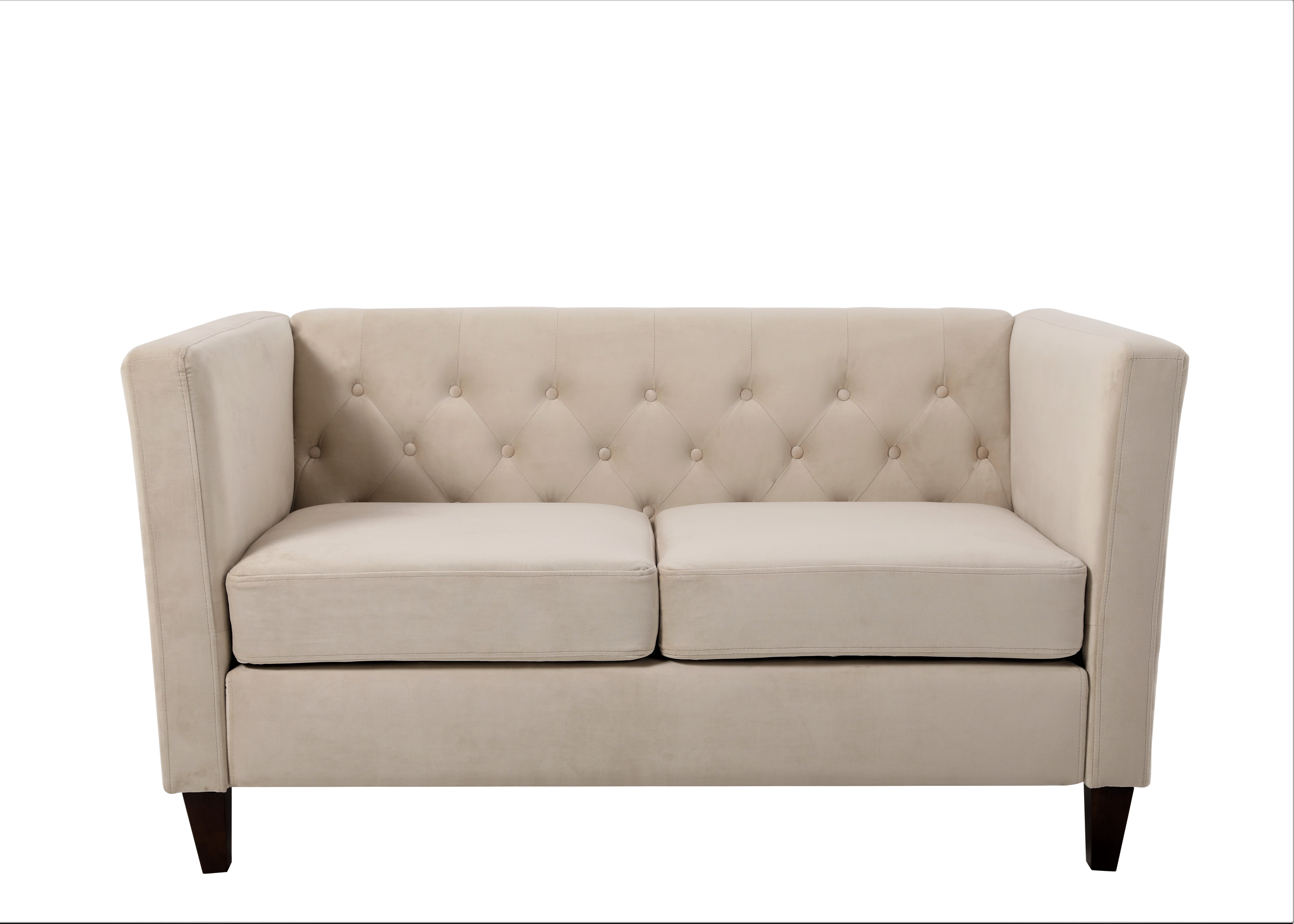 Uspridefurniture Omnisphere 56.7'' Velvet Square Arm Loveseat, Beige