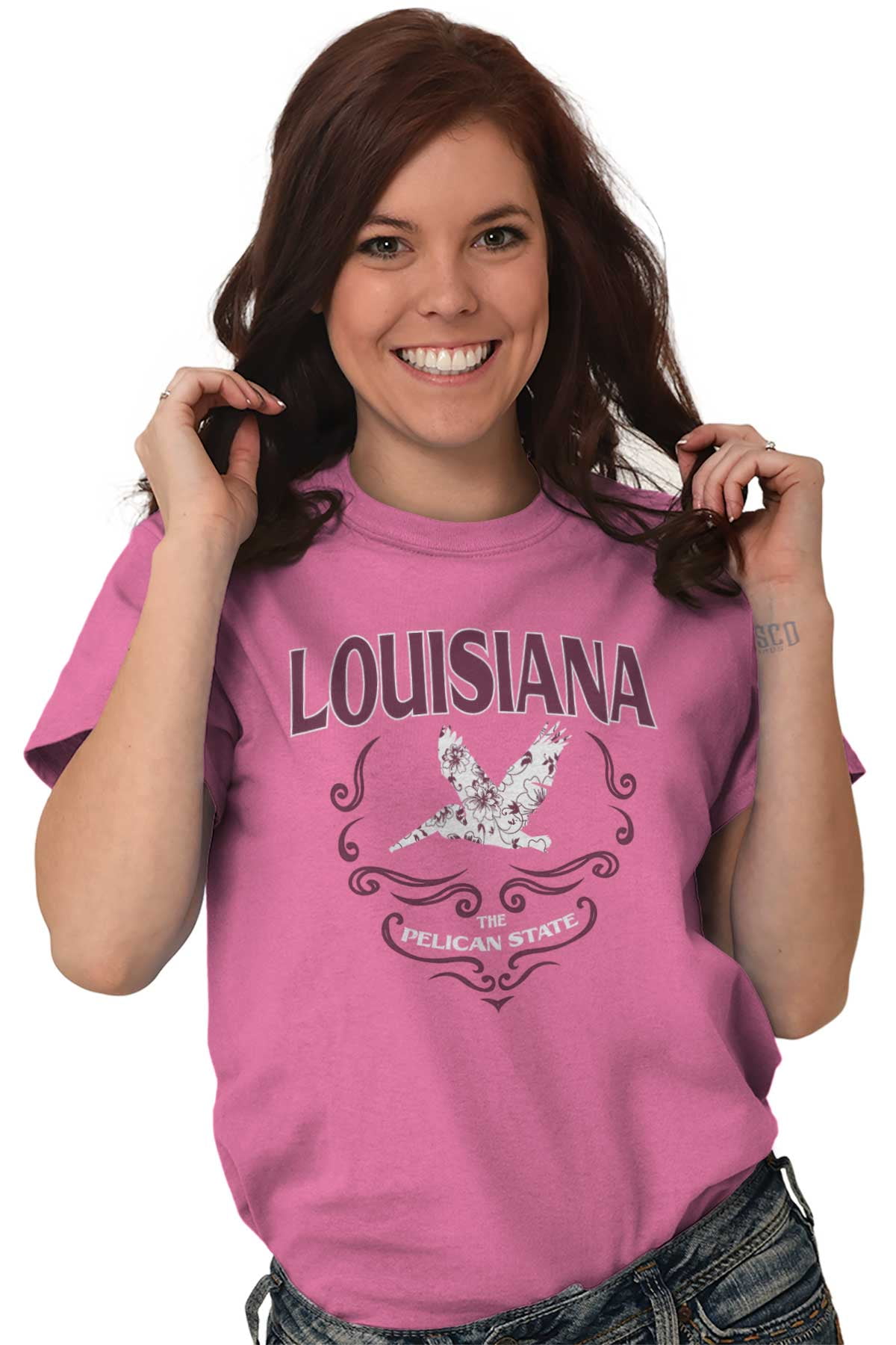 Louisiana Pelican State Feminine Pelican Womens Graphic T Shirt Tees Brisco  Brands 