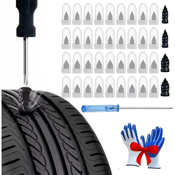 200PCS Screw Plugs for Tires, Fast Self-Service Tire Repair Tools, Flat Tire Repair Screw in Rubber Plug, Heavy Duty Puncture Tire Nails Kit with 2 Sizes for Car Motorcycle(50 50PCS)