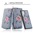 thumbnail image 2 of SaniMore Magnetic Detachable Wallet Case for Samsung Galaxy S22 Ultra, Flower Pattern RFID Blocking Cover Support Wireless Charging Card Slot Shoulder & Wrist Strap 360° Full Protective Shell, Grey, 2 of 12