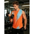 thumbnail image 2 of Men's Tank Tops Quick Dry Workout Swim Beach Shirts Athletic Sleeveless Shirts Stripe Orange M11 XL, 2 of 6