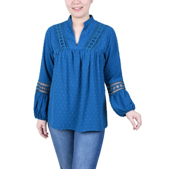 Long Sleeve Blouse With Crochet Trim