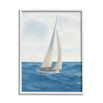 Stupell Industries Sailboat in Ocean Waves Transportation Painting White Framed Art Print Wall Art, 24 x 30