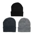 thumbnail image 2 of Empire Cove Cuffed Knit Beanie 3 Pack Set of Black Charcoal Heather Grey, 2 of 5