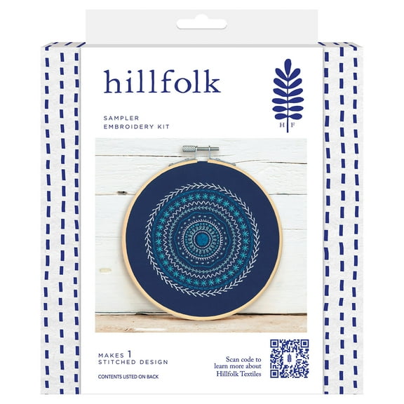 Hillfolk Embroidery Kit- Includes 6" Bamboo Hoop, Printed Fabric, Embroidery Floss, Needle, And Instructions. Makes One.