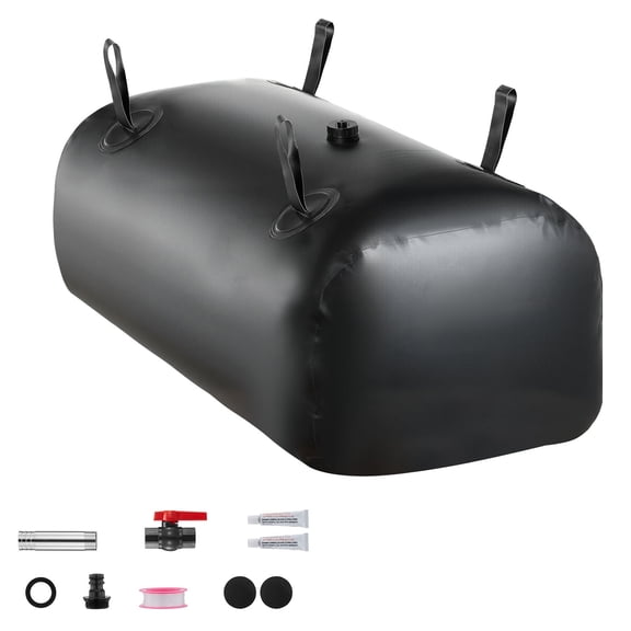 KFFKFF 30-Gallon Collapsible Water Storage Bladder, Durable 1000D PVC Water Bag, Leak-Resistant Portable Tank for Camping, Garden Irrigation, RVs, and Emergency Use, Black