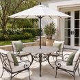 thumbnail image 2 of Round Outdoor Tablecloth with Umbrella Hole and Zipper, Beige Moroccon Tablecloth with Elastic Waterproof, Farmhouse Minimalist Abstract Geometric Patio Table Covers for 31" - 35" Picnic Pool Tables, 2 of 9
