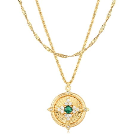 Gold Best Layered Coin Necklaces perfect for Women，14K Gold Plated Layered CZ Diamond Coin Necklace Dainty Current Gold Layering Pendant Necklace Jewelry for Women[g077]