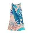 thumbnail image 5 of YOUYEDIAN Hawaiian Girls' Dresses 2025 Summer Sleeveless Sundress Vacation Crew Neck Palm Tree Print Midi Dress Casual Plain Dresses,Light Blue 9-10 Years, 5 of 6