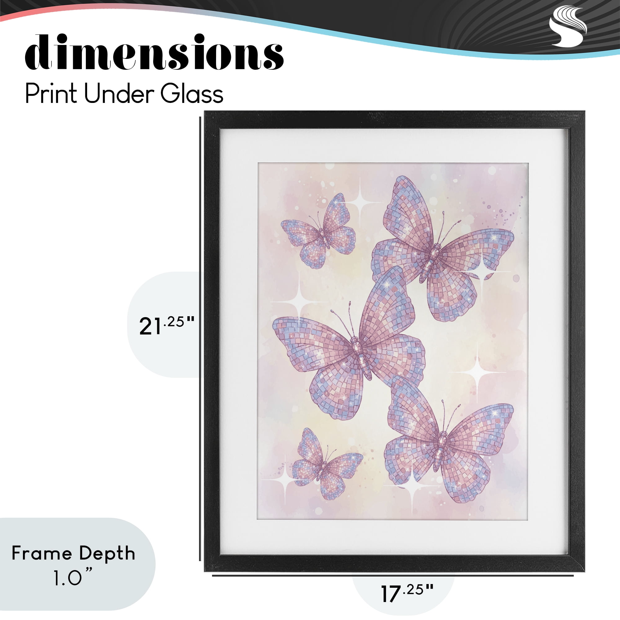 Stupell Industries Delicate Disco Butterfly Dance Black Framed Print Under Glass, design by Lil' Rue