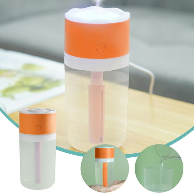 Humidificador de coche USB de 300ml, pequeña máquina de humidificación aromaterapia de escritorio para el hogar con luz nocturna, naranja