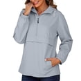 thumbnail image 2 of Husipze Women's Lightweight Athletic Sport Hoodie Oversized Quarter Zip Collar Top Long Sleeve Waterproof Pullover for Outdoor Hiking Gray M, 2 of 9