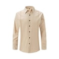 thumbnail image 5 of Qwertyu Men's Long Sleeve Button Down Shirt Casual Cotton Linen Textured Solid Color Lightweight Shirt Summer Beach Tops Khaki XL, 5 of 5