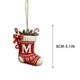 Christmas Stocking Letter M Acrylic Ornament, Red and Cream Knit-Look ...