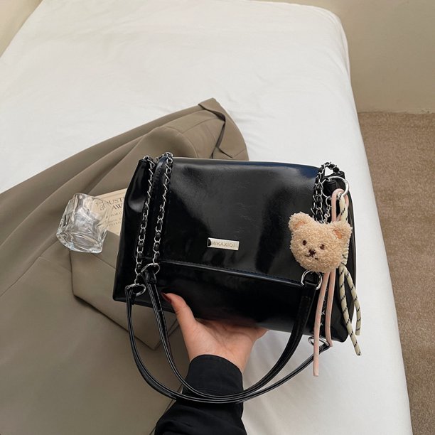 Bolso de mano de piel suave de gran capacidad para mujer, bandolera con cadena combinable, informal, para hombro bajo el brazo, 2025