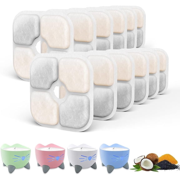 SAMANIJA 12-Pack Cat Water Fountain Filters Replacement