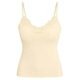 thumbnail image 4 of MDUKONU Women Lace Camisole Tank Top, V Neck Slim Fit, Soft Stretch Layering Tops, Casual Basic Tanks Undershirt, Yoga Cami Shirts Size: XS Beige, 4 of 4