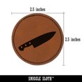 thumbnail image 2 of Chef Knife for Cooking 2.5" Faux Leather Round Engraved Iron-On Patch - Brown, 2 of 6