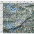 thumbnail image 2 of Soimoi Patchwork Printed, Poly Canvas Fabric, Decor Sewing Fabric by The Yard 56 Inch Wide,Decorative Fabric for Curtains Tote Bags, Blue & Green, 2 of 5