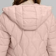 thumbnail image 6 of Njoeus Women's Hooded Lightweight Down Jacket Fashion Long Sleeve Puffer Jacket Full Zip Fall Winter Padded Quilted Coat with Hood （Available in Plus Size) Pink L, 6 of 7