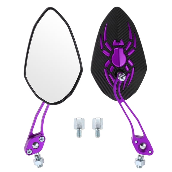 Unique Bargains Motorcycle Rear View Mirrors Bar End Side Mirrors Mount Aluminum Alloy Plastic Purple Adjustable M8/M10 Prismatic Shape
