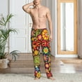 thumbnail image 2 of Susaid Hippie Peace Love Print Mens Pajama Pants Set Sleep & Lounge Pants, PJ Bottoms with Pockets and Button Fly-Large, 2 of 6