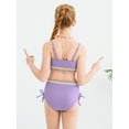 thumbnail image 4 of GYRATEDREAM Girls 2 Piece Swimsuit Woven Color Block Welt Adjustable Straps Swimwear Top High Waisted Bottom Bikini Sets Bathing Suits, 4 of 9