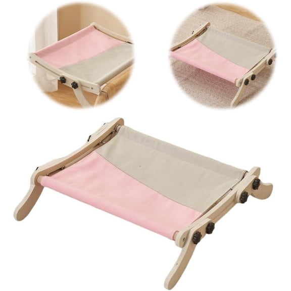 Cat Window Sill Perch - Cat Window Hammock Load Capacity 18Kg and One-Step Sliding Clamping Slot Adjustable Pet Bed for Windowsill Bedside Cabinet - Gray Pink