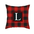 thumbnail image 4 of SDJMa Red and Black Buffalo Check Plaid Pillow Cover Farmhouse Home Decor Square Letter Monogram Throw Cushion Case for Car Couch Sofa 18 x 18 Inch Linen Pillowcase, 4 of 9