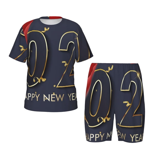 Balery 2025 New Year 2 Conjunto de Pijama Infantil de Manga Corta con Estampado – Ropa de Dormir de Algodón Suave-X-Large